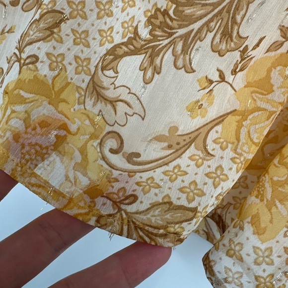 Joie Women’s XS Flutter Sleeve Tie Ruffle Neck Floral Blouse Top NWT - Picture 3 of 5